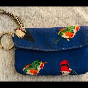 Blue, Bird Patterned Wallet with Card Slot, Change Purse & keyring